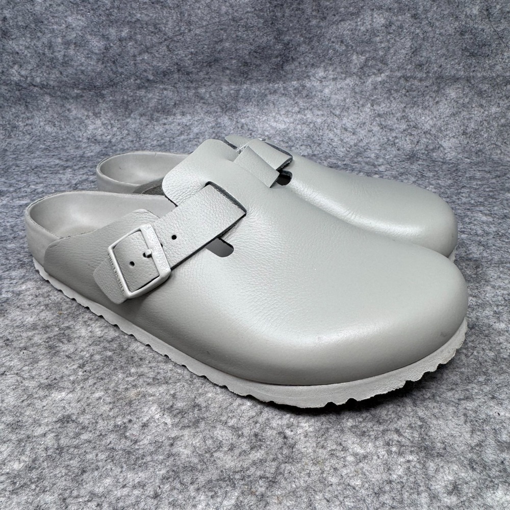 Birkenstock Boston Exquisite Smooth Leather Clogs Size 41 L10 M8 Mineral Gray